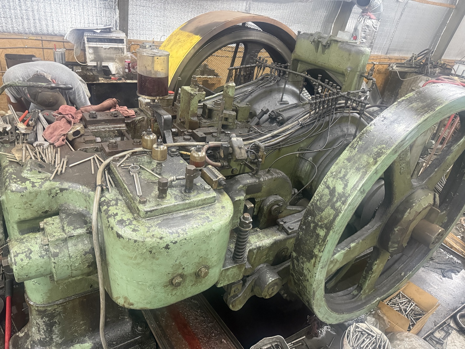 Industrial machine undergoing repair